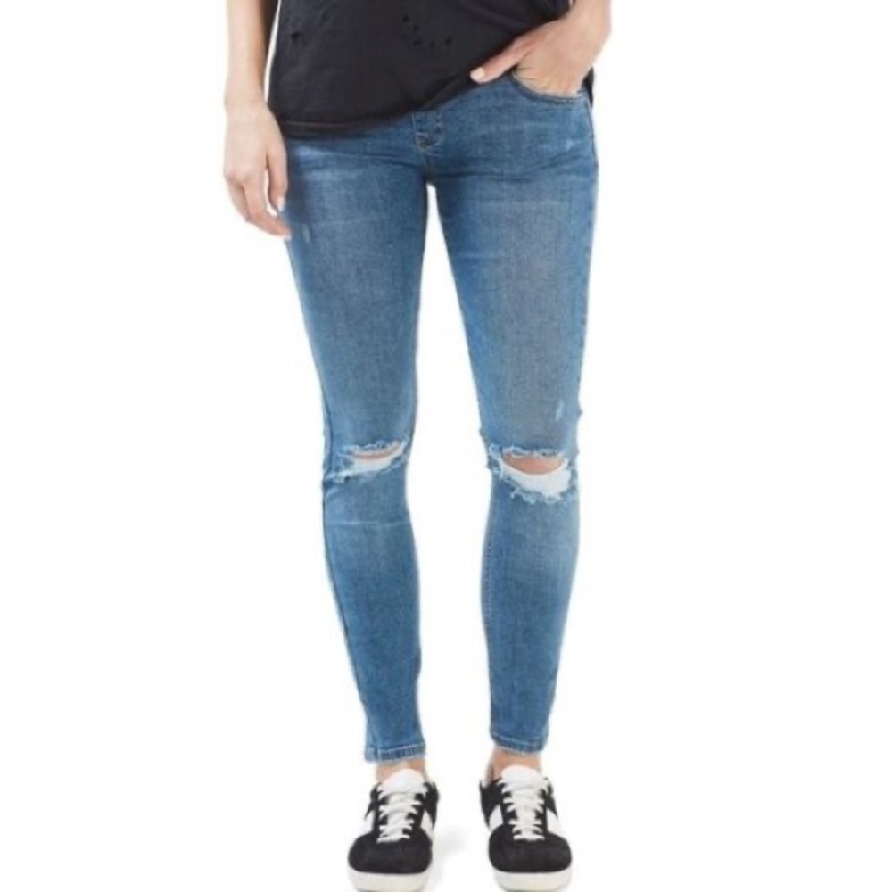 TopShop Jamie Moto Maternity Jeans Rip Distressed Sz 6
